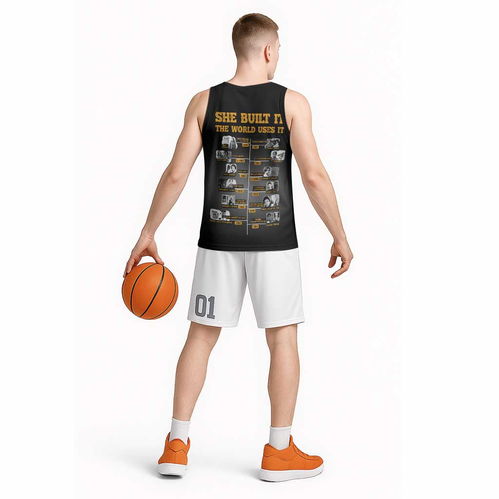 She Built It The World Uses It Basketball Jersey African Influential Women Innovators Timeline - Wonder Print Shop