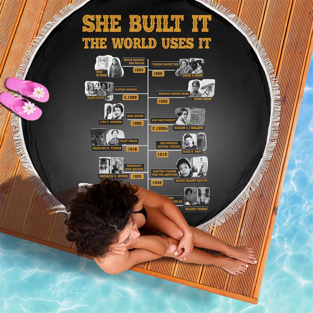 She Built It The World Uses It Beach Blanket African Influential Women Innovators Timeline - Wonder Print Shop