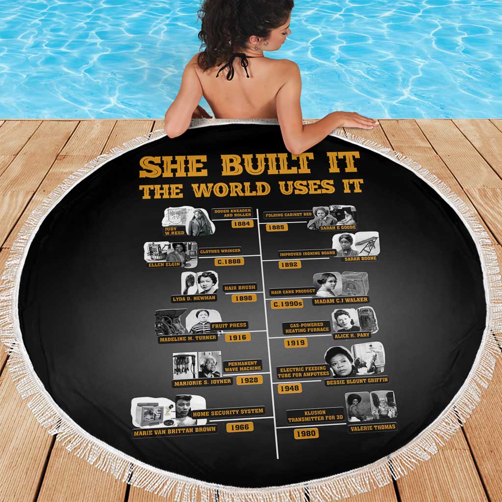She Built It The World Uses It Beach Blanket African Influential Women Innovators Timeline - Wonder Print Shop