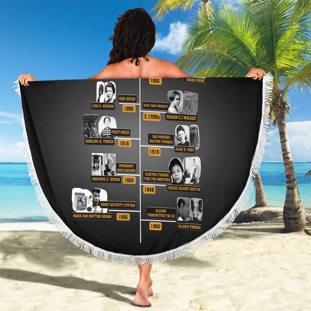She Built It The World Uses It Beach Blanket African Influential Women Innovators Timeline - Wonder Print Shop