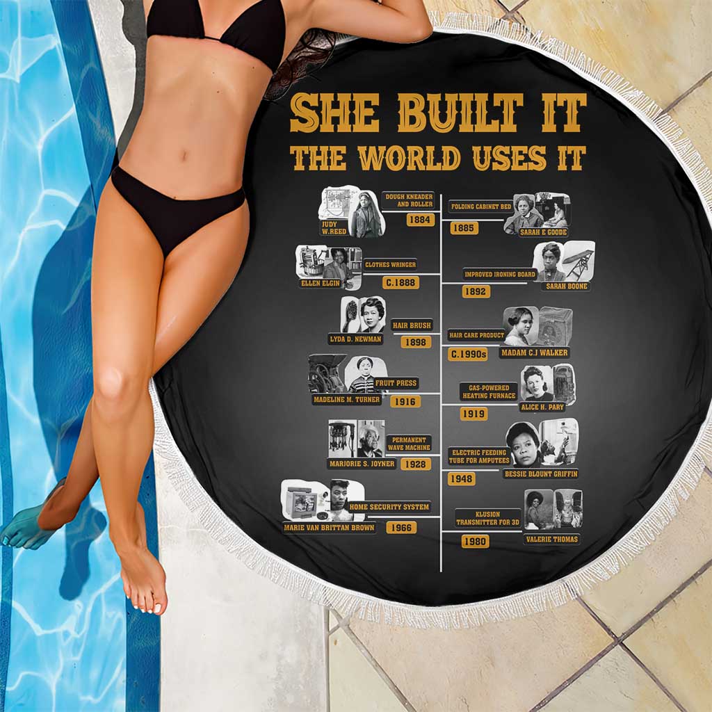She Built It The World Uses It Beach Blanket African Influential Women Innovators Timeline - Wonder Print Shop