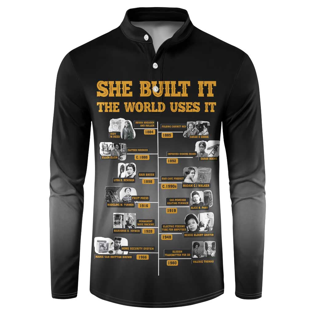 She Built It The World Uses It Button Sweatshirt African Influential Women Innovators Timeline - Wonder Print Shop