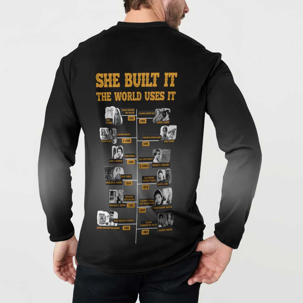 She Built It The World Uses It Button Sweatshirt African Influential Women Innovators Timeline - Wonder Print Shop