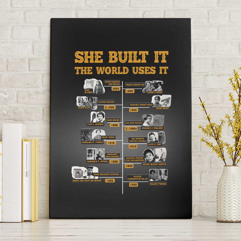She Built It The World Uses It Canvas Wall Art African Influential Women Innovators Timeline - Wonder Print Shop