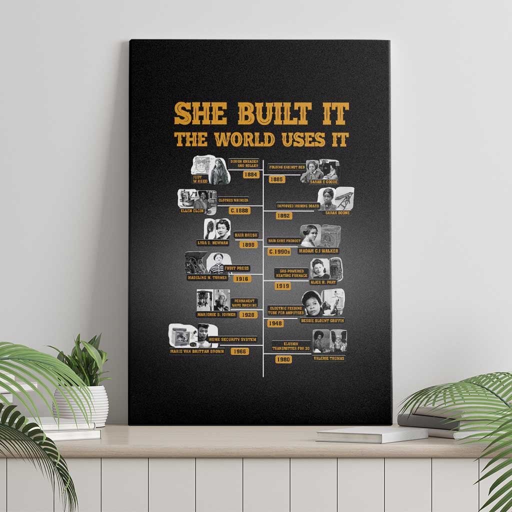 She Built It The World Uses It Canvas Wall Art African Influential Women Innovators Timeline - Wonder Print Shop