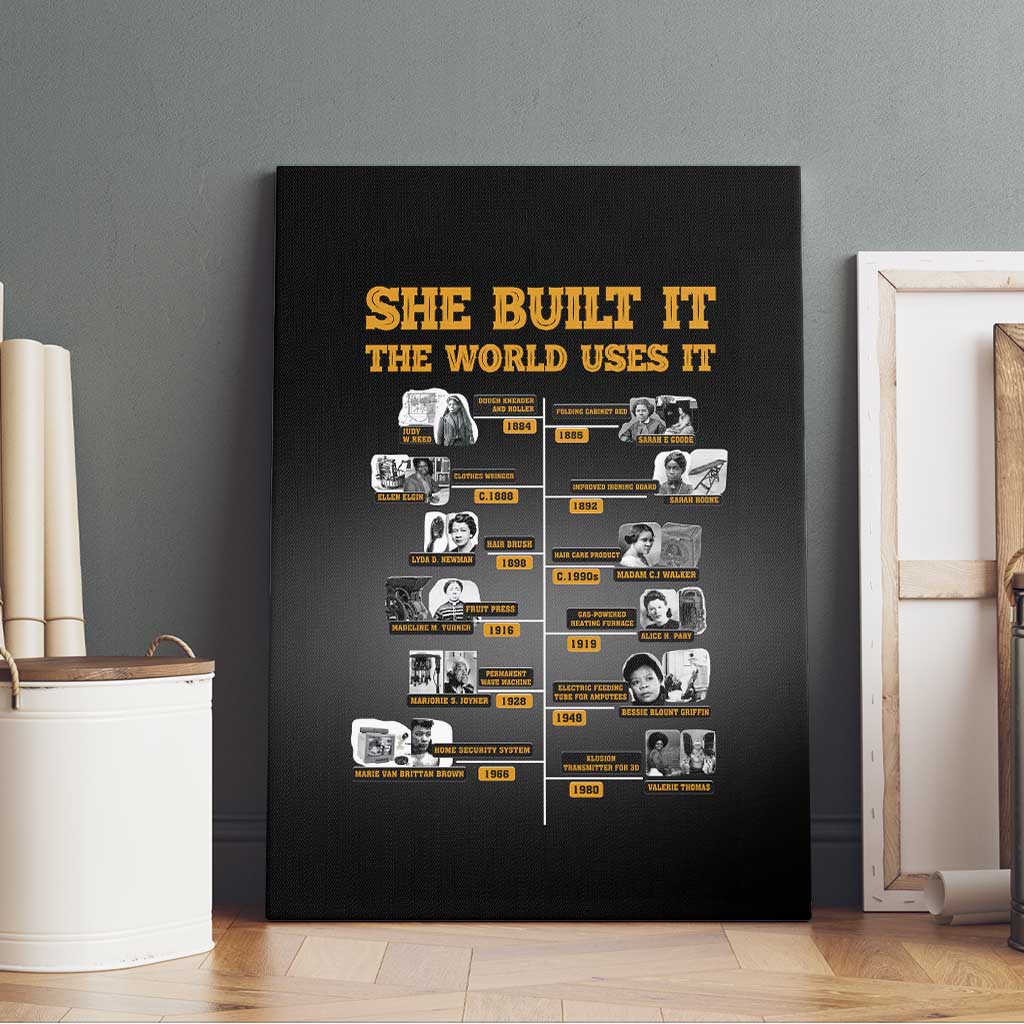 She Built It The World Uses It Canvas Wall Art African Influential Women Innovators Timeline - Wonder Print Shop