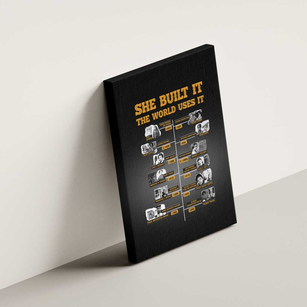 She Built It The World Uses It Canvas Wall Art African Influential Women Innovators Timeline - Wonder Print Shop
