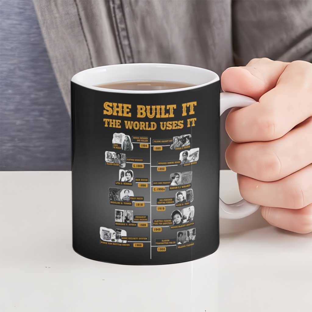 She Built It The World Uses It Ceramic Mug African Influential Women Innovators Timeline - Wonder Print Shop