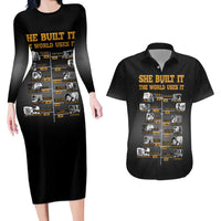 She Built It The World Uses It Couples Matching Long Sleeve Bodycon Dress and Hawaiian Shirt African Influential Women Innovators Timeline - Wonder Print Shop