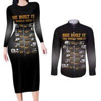 She Built It The World Uses It Couples Matching Long Sleeve Bodycon Dress and Long Sleeve Button Shirt African Influential Women Innovators Timeline - Wonder Print Shop