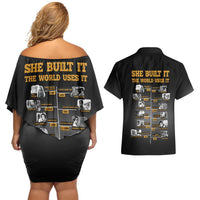 She Built It The World Uses It Couples Matching Off Shoulder Short Dress and Hawaiian Shirt African Influential Women Innovators Timeline - Wonder Print Shop