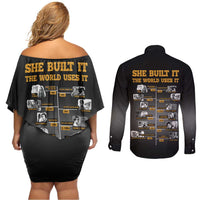 She Built It The World Uses It Couples Matching Off Shoulder Short Dress and Long Sleeve Button Shirt African Influential Women Innovators Timeline - Wonder Print Shop