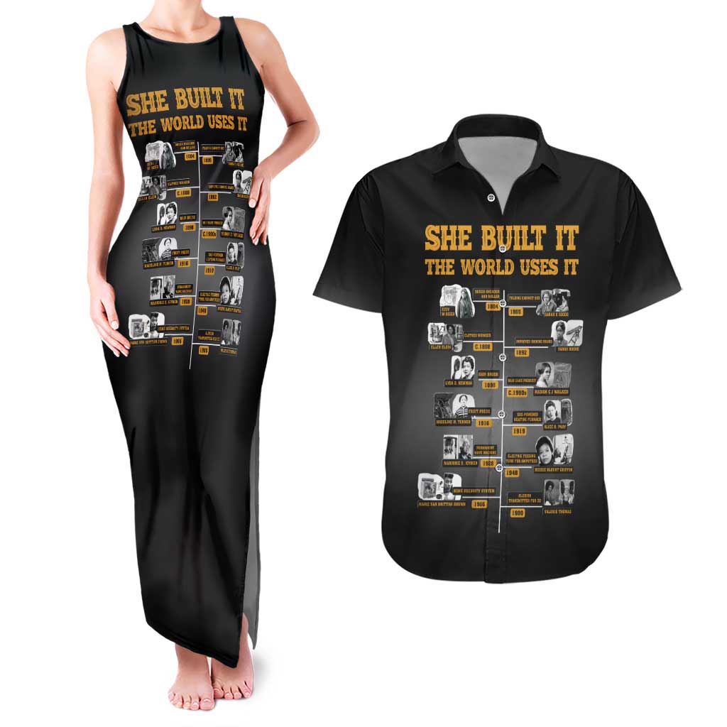 She Built It The World Uses It Couples Matching Tank Maxi Dress and Hawaiian Shirt African Influential Women Innovators Timeline - Wonder Print Shop