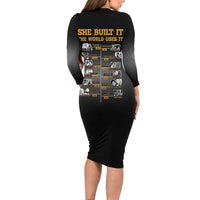 She Built It The World Uses It Family Matching Long Sleeve Bodycon Dress and Hawaiian Shirt African Influential Women Innovators Timeline - Wonder Print Shop