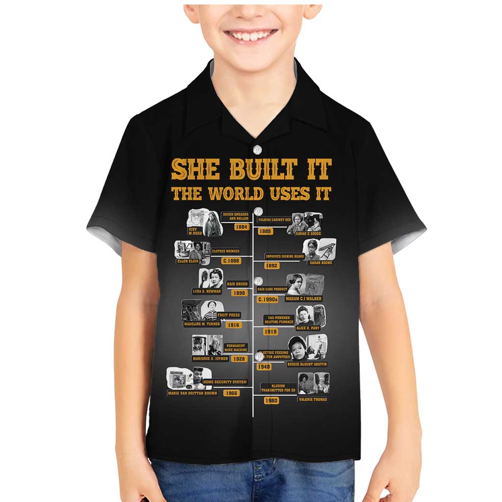 She Built It The World Uses It Family Matching Mermaid Dress and Hawaiian Shirt African Influential Women Innovators Timeline - Wonder Print Shop