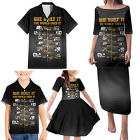She Built It The World Uses It Family Matching Puletasi and Hawaiian Shirt African Influential Women Innovators Timeline - Wonder Print Shop