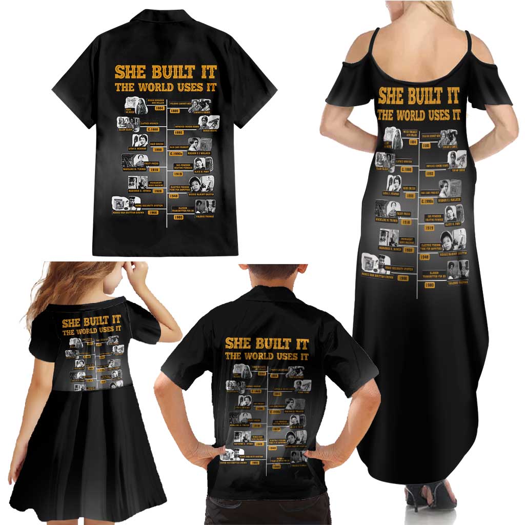 She Built It The World Uses It Family Matching Summer Maxi Dress and Hawaiian Shirt African Influential Women Innovators Timeline - Wonder Print Shop