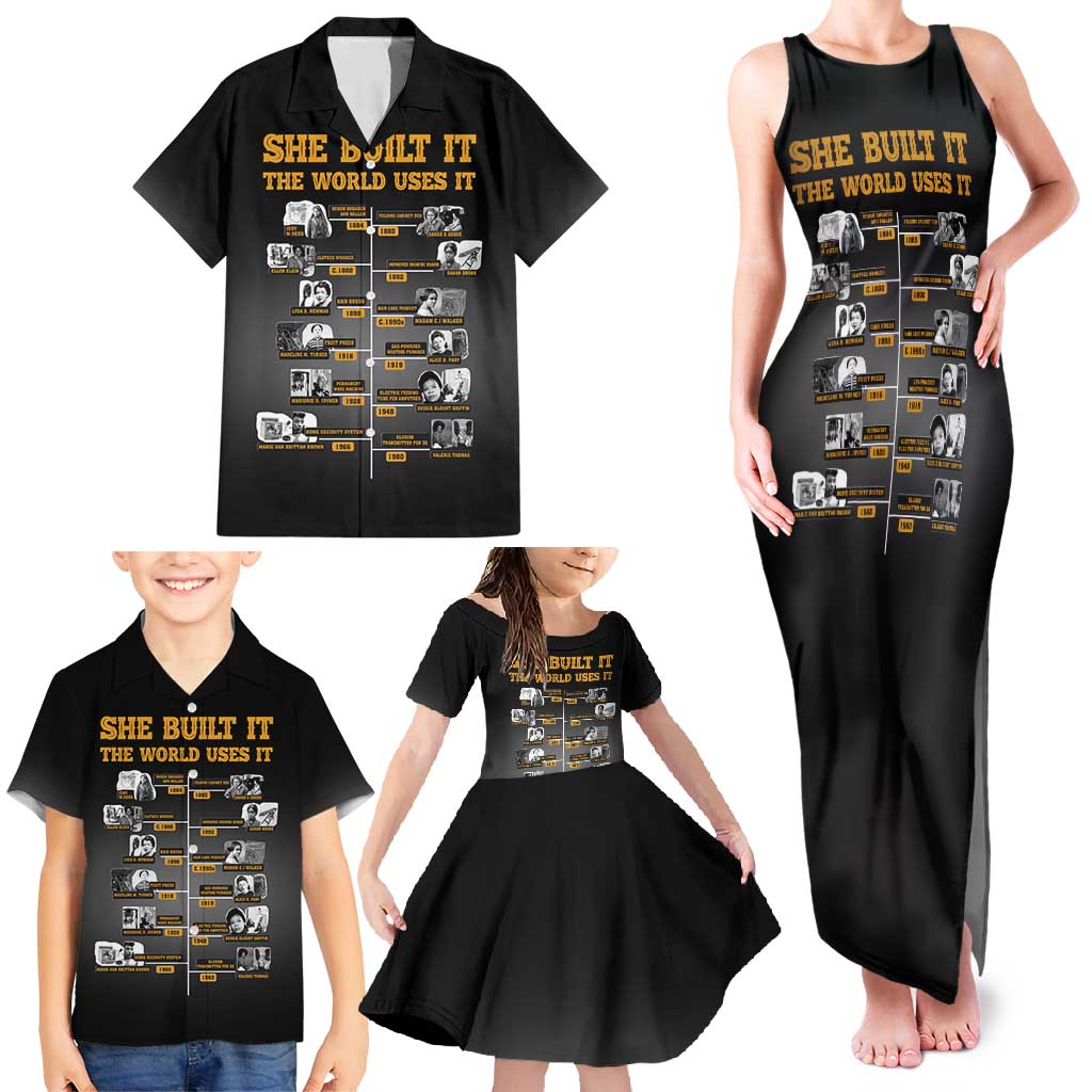 She Built It The World Uses It Family Matching Tank Maxi Dress and Hawaiian Shirt African Influential Women Innovators Timeline - Wonder Print Shop