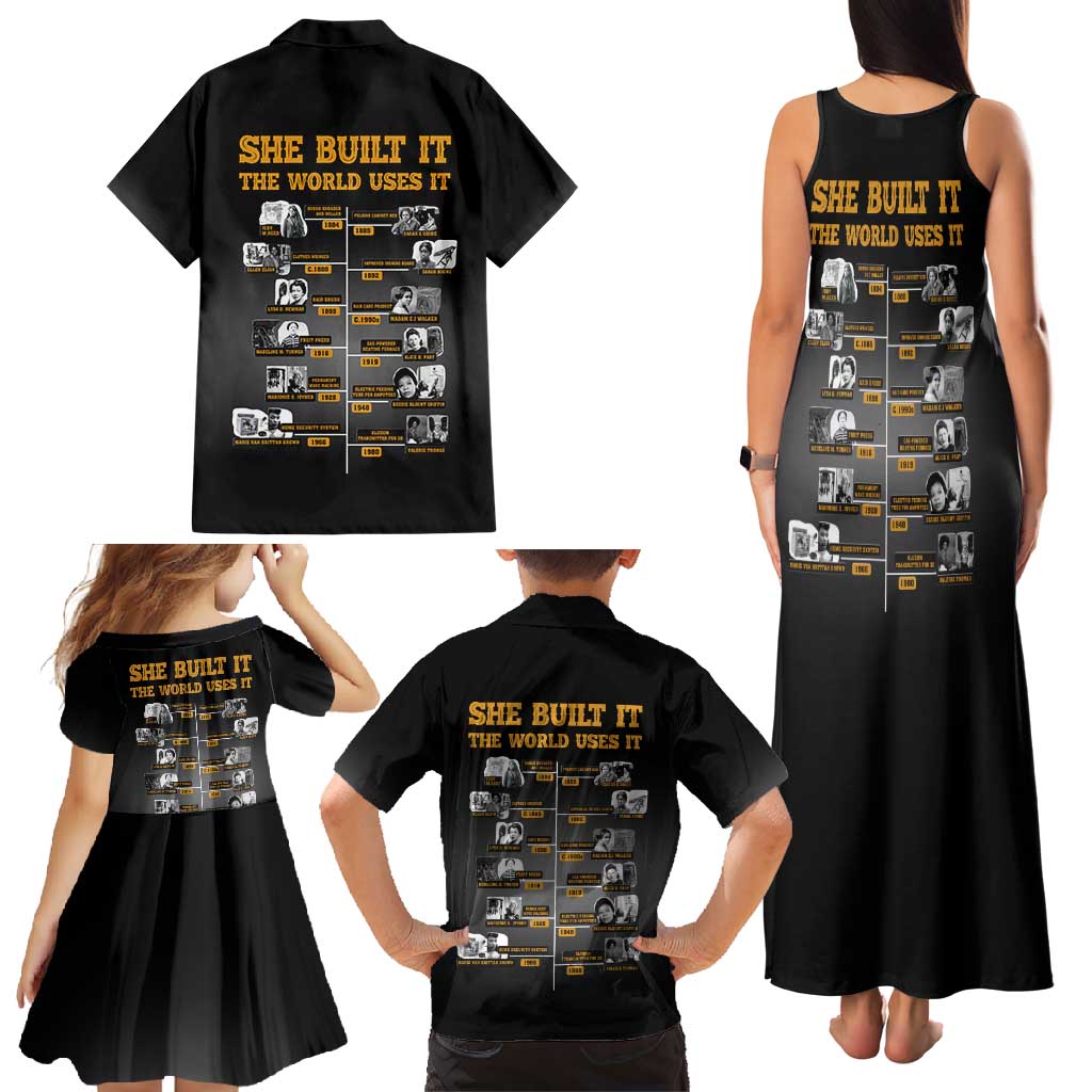 She Built It The World Uses It Family Matching Tank Maxi Dress and Hawaiian Shirt African Influential Women Innovators Timeline - Wonder Print Shop