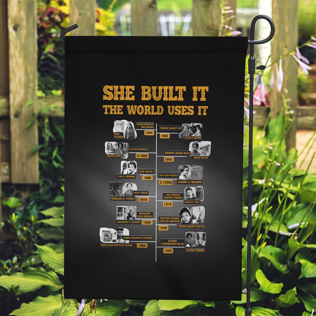 She Built It The World Uses It Garden Flag African Influential Women Innovators Timeline - Wonder Print Shop
