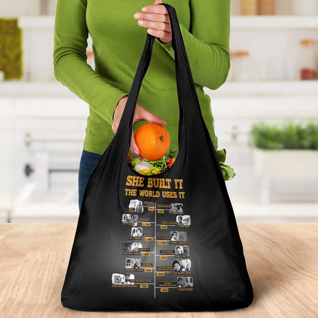 She Built It The World Uses It Grocery Bag African Influential Women Innovators Timeline - Wonder Print Shop