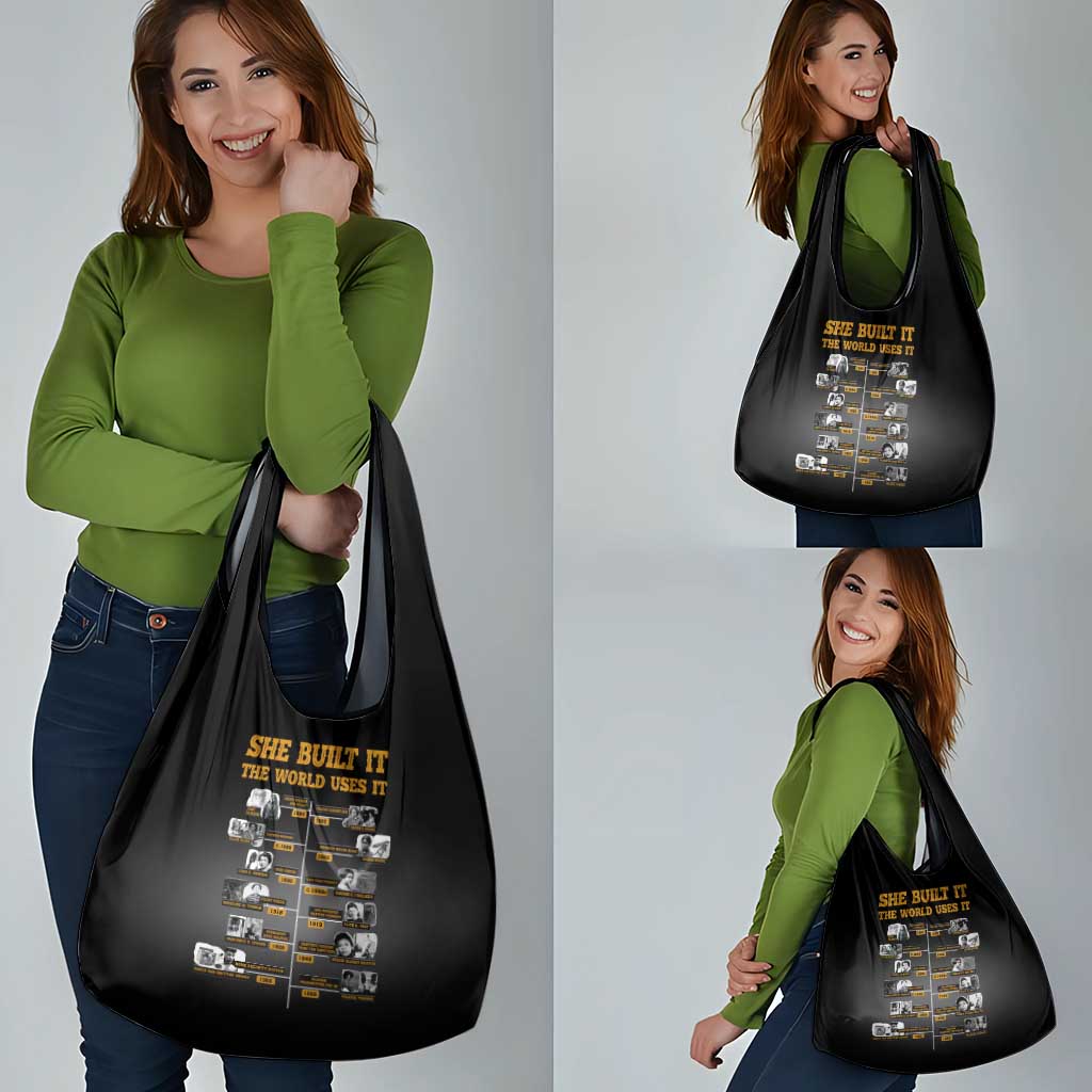 She Built It The World Uses It Grocery Bag African Influential Women Innovators Timeline - Wonder Print Shop