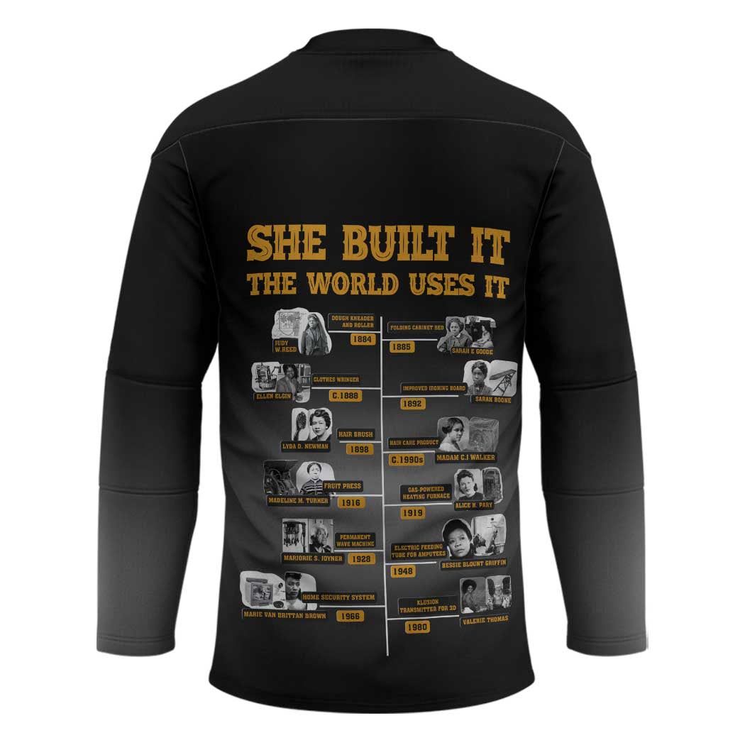 She Built It The World Uses It Hockey Jersey African Influential Women Innovators Timeline - Wonder Print Shop