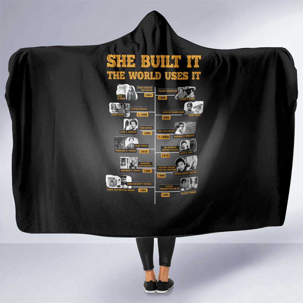 She Built It The World Uses It Hooded Blanket African Influential Women Innovators Timeline - Wonder Print Shop