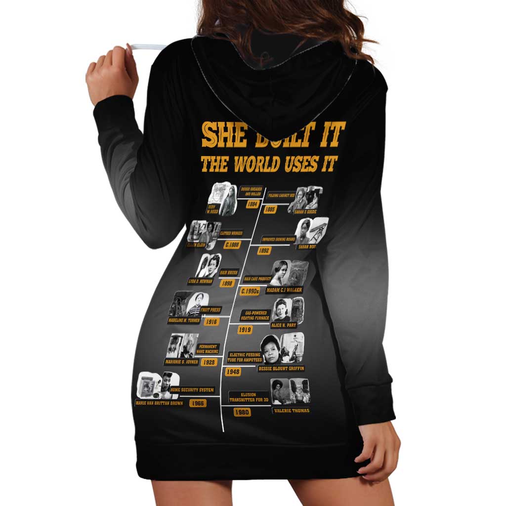 She Built It The World Uses It Hoodie Dress African Influential Women Innovators Timeline - Wonder Print Shop