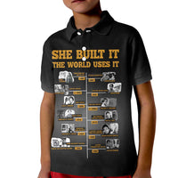 She Built It The World Uses It Kid Polo Shirt African Influential Women Innovators Timeline - Wonder Print Shop