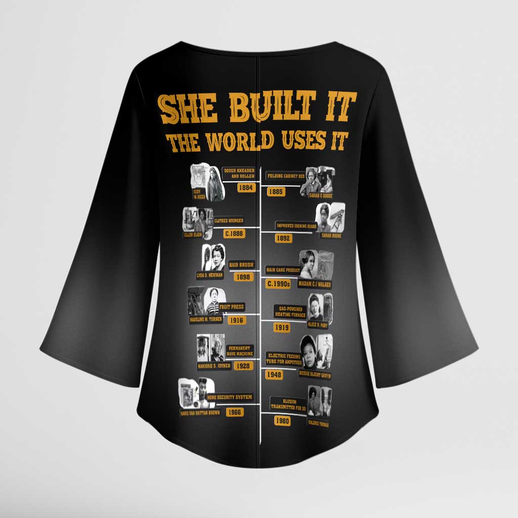 She Built It The World Uses It Kimono Sleeve Blouse African Influential Women Innovators Timeline - Wonder Print Shop