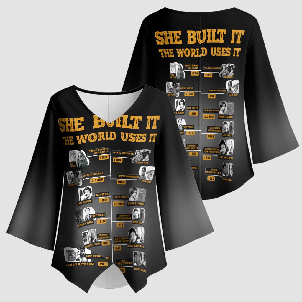 She Built It The World Uses It Kimono Sleeve Blouse African Influential Women Innovators Timeline - Wonder Print Shop