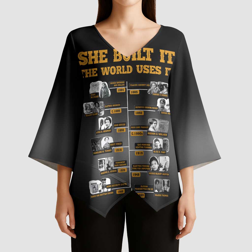 She Built It The World Uses It Kimono Sleeve Blouse African Influential Women Innovators Timeline - Wonder Print Shop