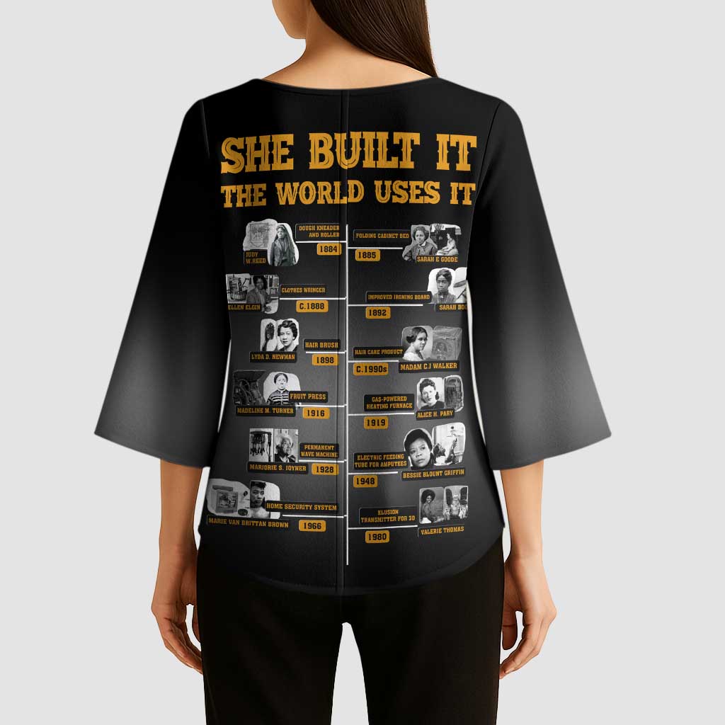 She Built It The World Uses It Kimono Sleeve Blouse African Influential Women Innovators Timeline - Wonder Print Shop