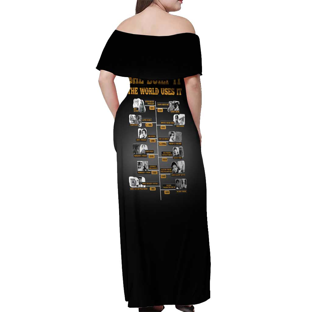 She Built It The World Uses It Off Shoulder Maxi Dress African Influential Women Innovators Timeline - Wonder Print Shop