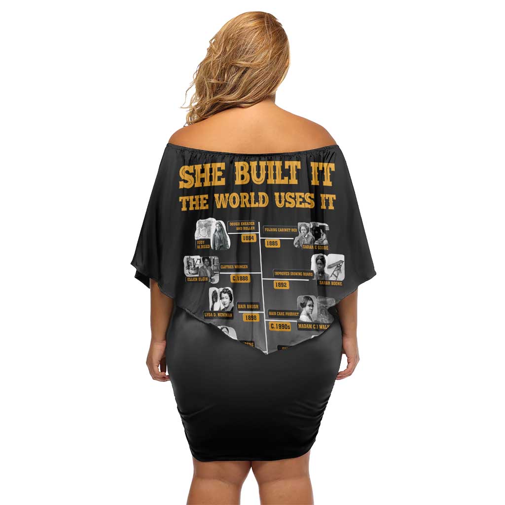 She Built It The World Uses It Off Shoulder Short Dress African Influential Women Innovators Timeline - Wonder Print Shop