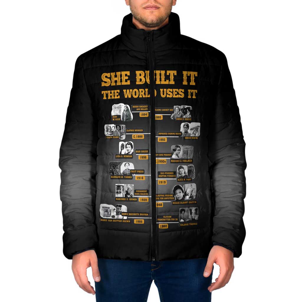 She Built It The World Uses It Padded Jacket African Influential Women Innovators Timeline - Wonder Print Shop