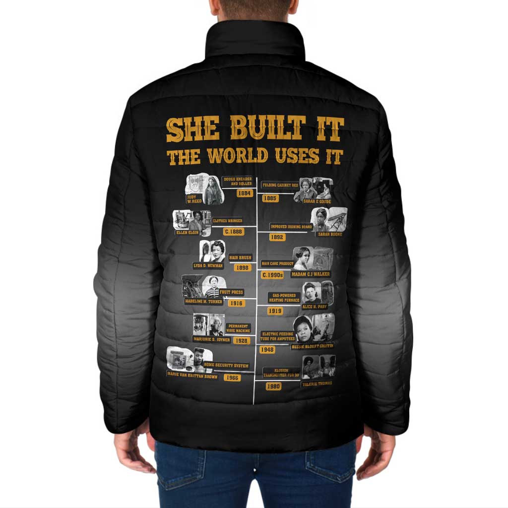 She Built It The World Uses It Padded Jacket African Influential Women Innovators Timeline - Wonder Print Shop
