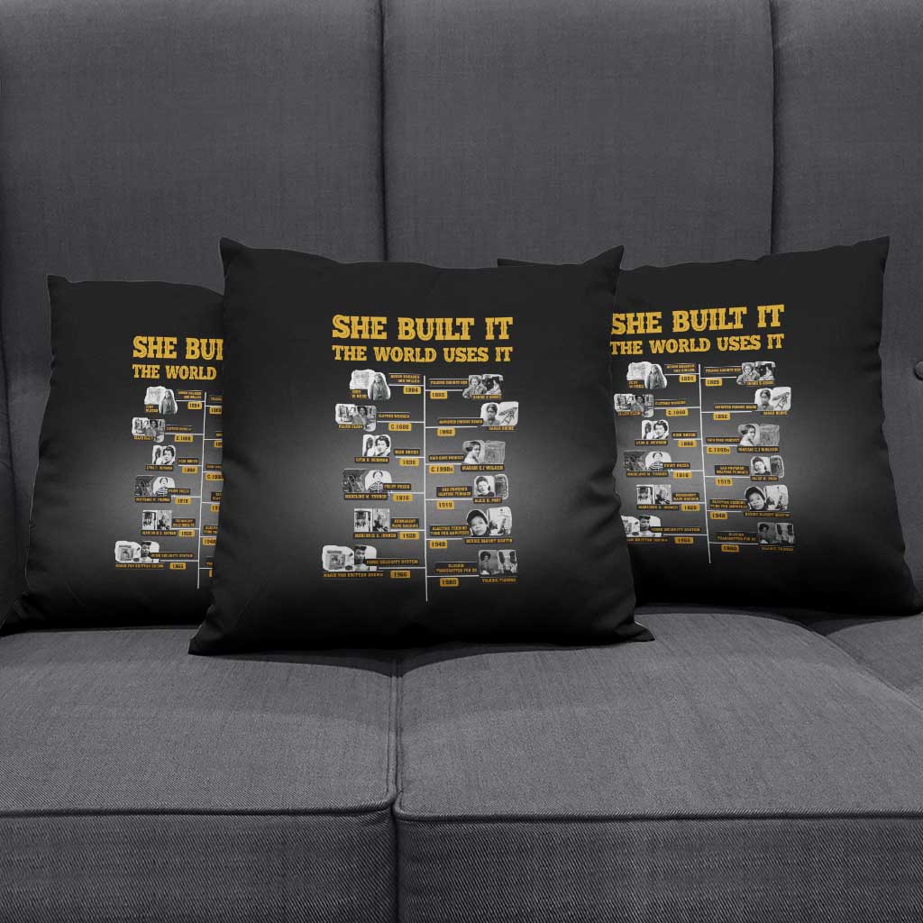 She Built It The World Uses It Pillow Cover African Influential Women Innovators Timeline - Wonder Print Shop