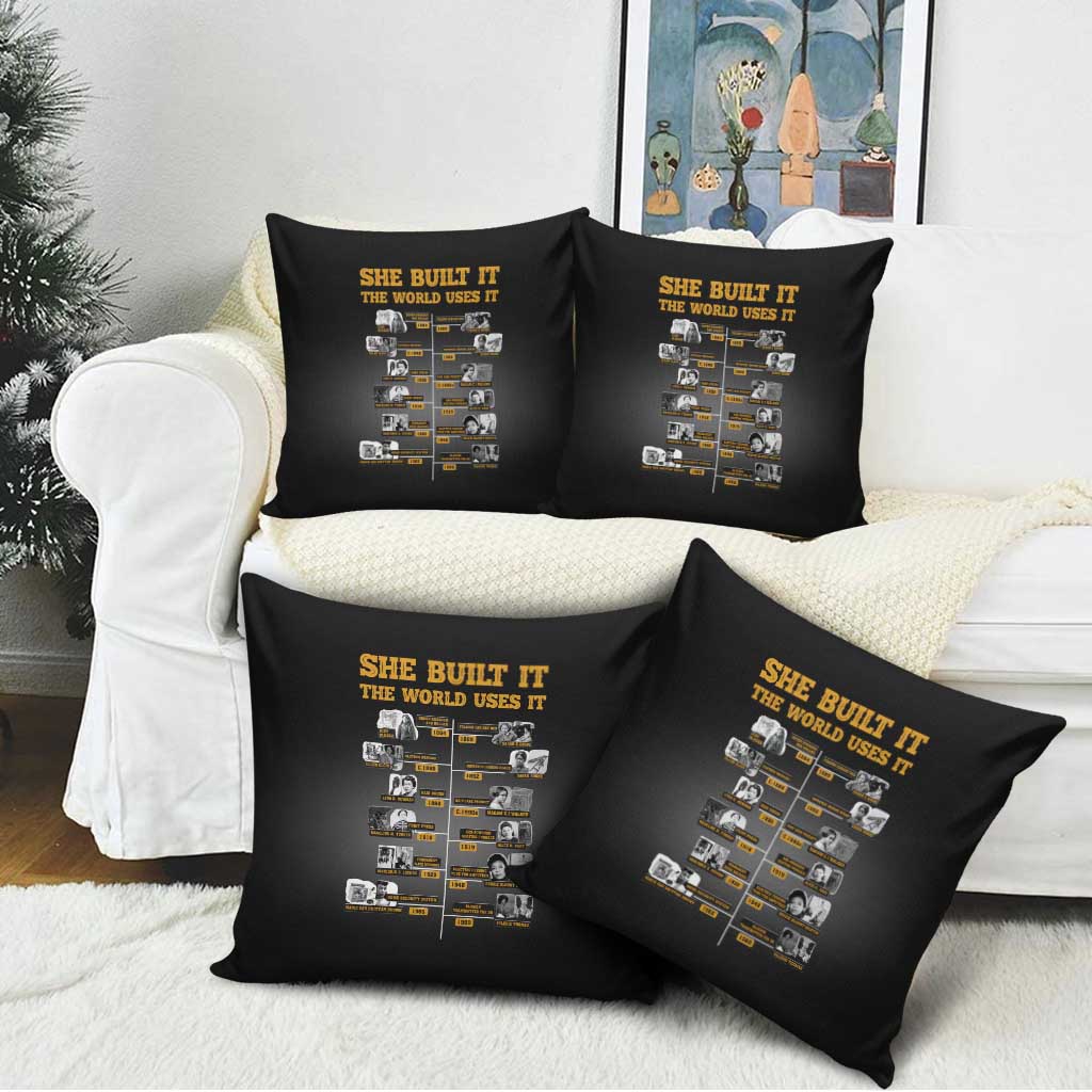 She Built It The World Uses It Pillow Cover African Influential Women Innovators Timeline - Wonder Print Shop