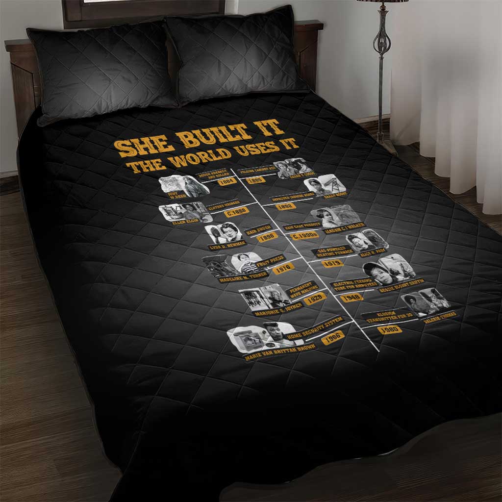 She Built It The World Uses It Quilt Bed Set African Influential Women Innovators Timeline - Wonder Print Shop