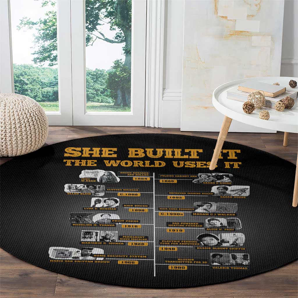 She Built It The World Uses It Round Carpet African Influential Women Innovators Timeline - Wonder Print Shop