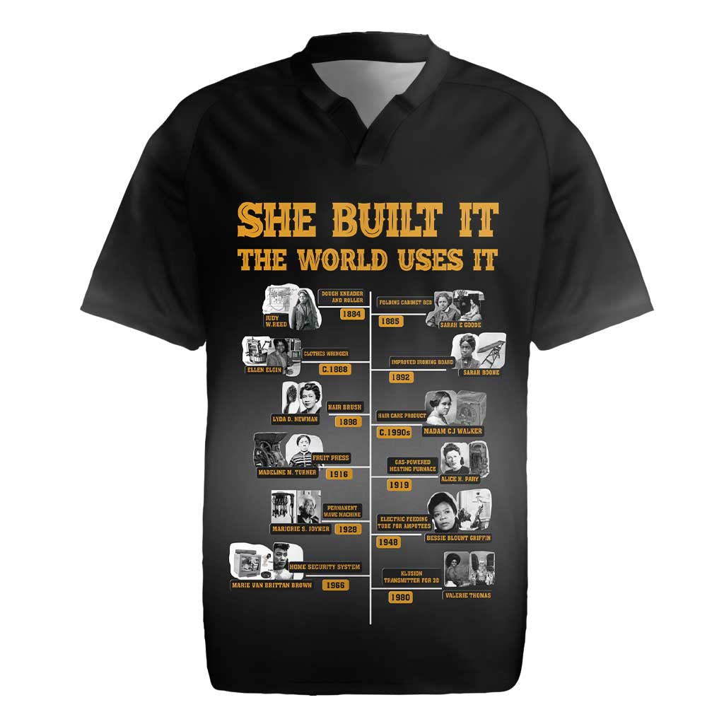 She Built It The World Uses It Rugby Jersey African Influential Women Innovators Timeline - Wonder Print Shop