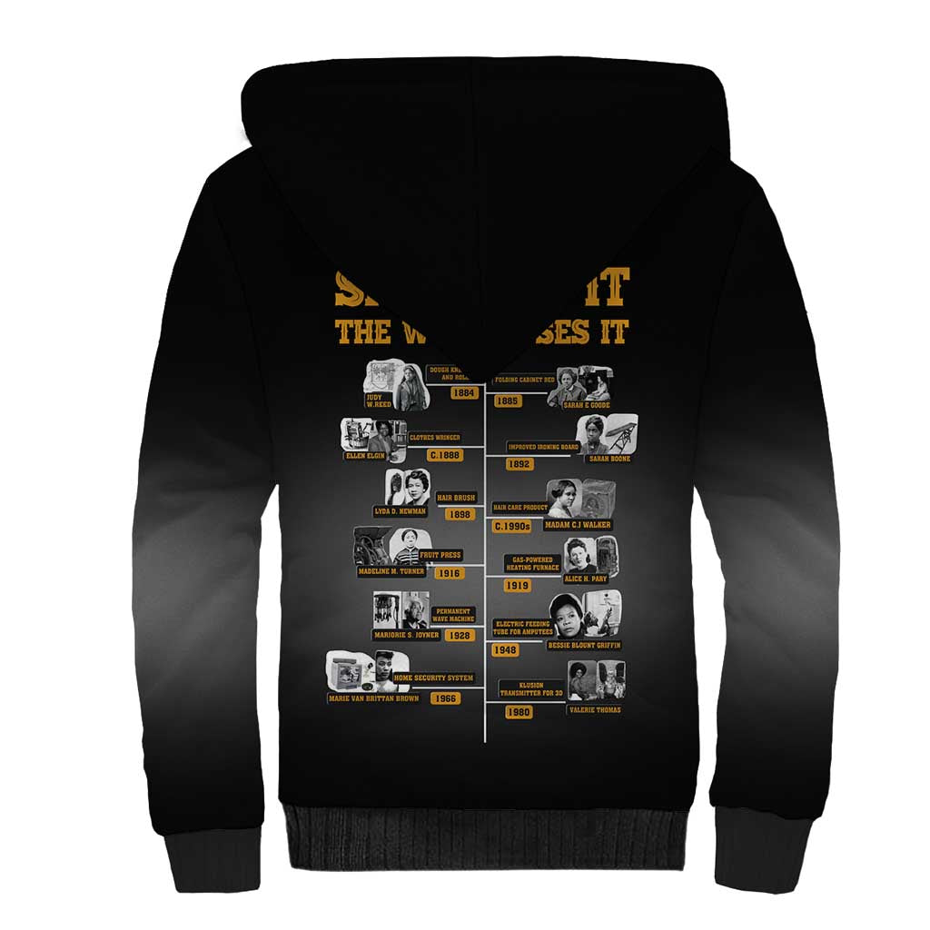She Built It The World Uses It Sherpa Hoodie African Influential Women Innovators Timeline - Wonder Print Shop