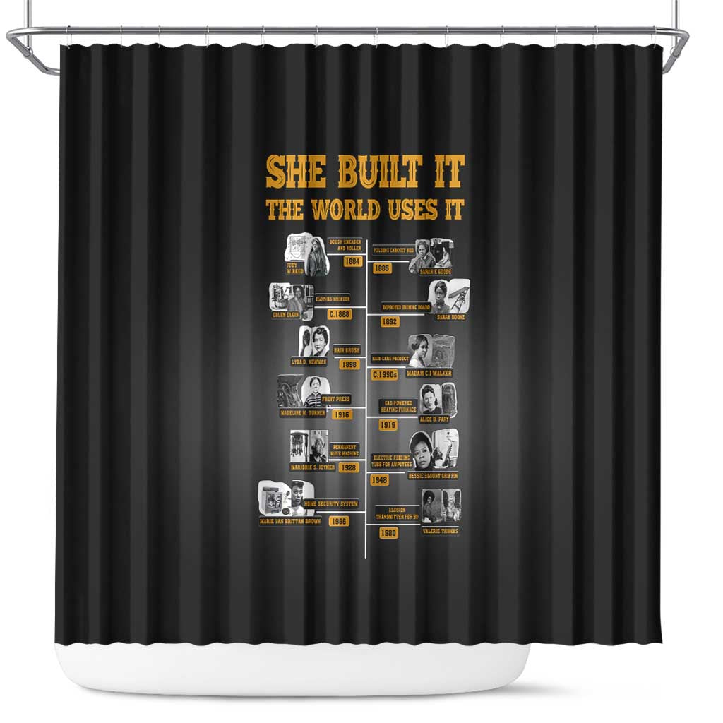 She Built It The World Uses It Shower Curtain African Influential Women Innovators Timeline - Wonder Print Shop
