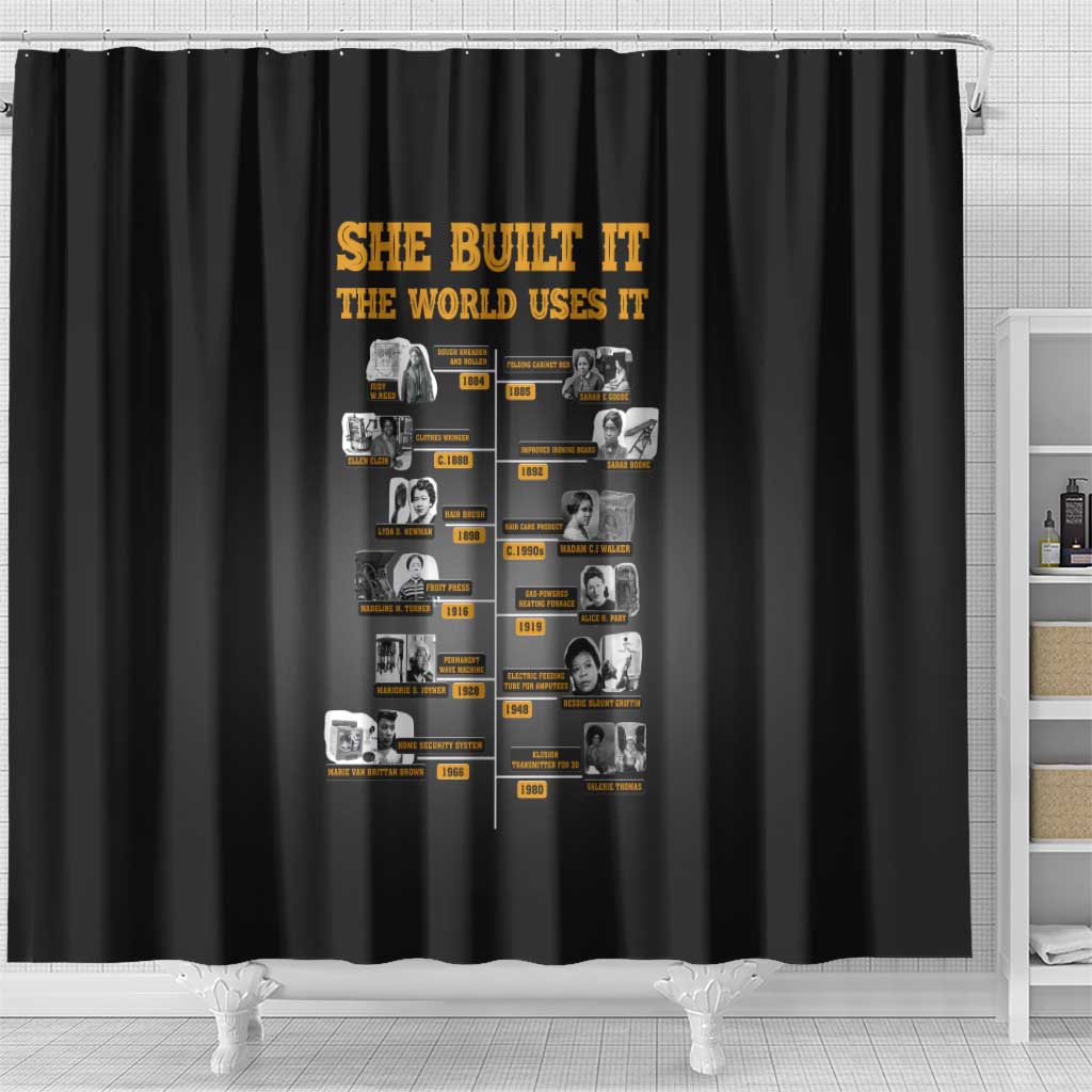 She Built It The World Uses It Shower Curtain African Influential Women Innovators Timeline - Wonder Print Shop