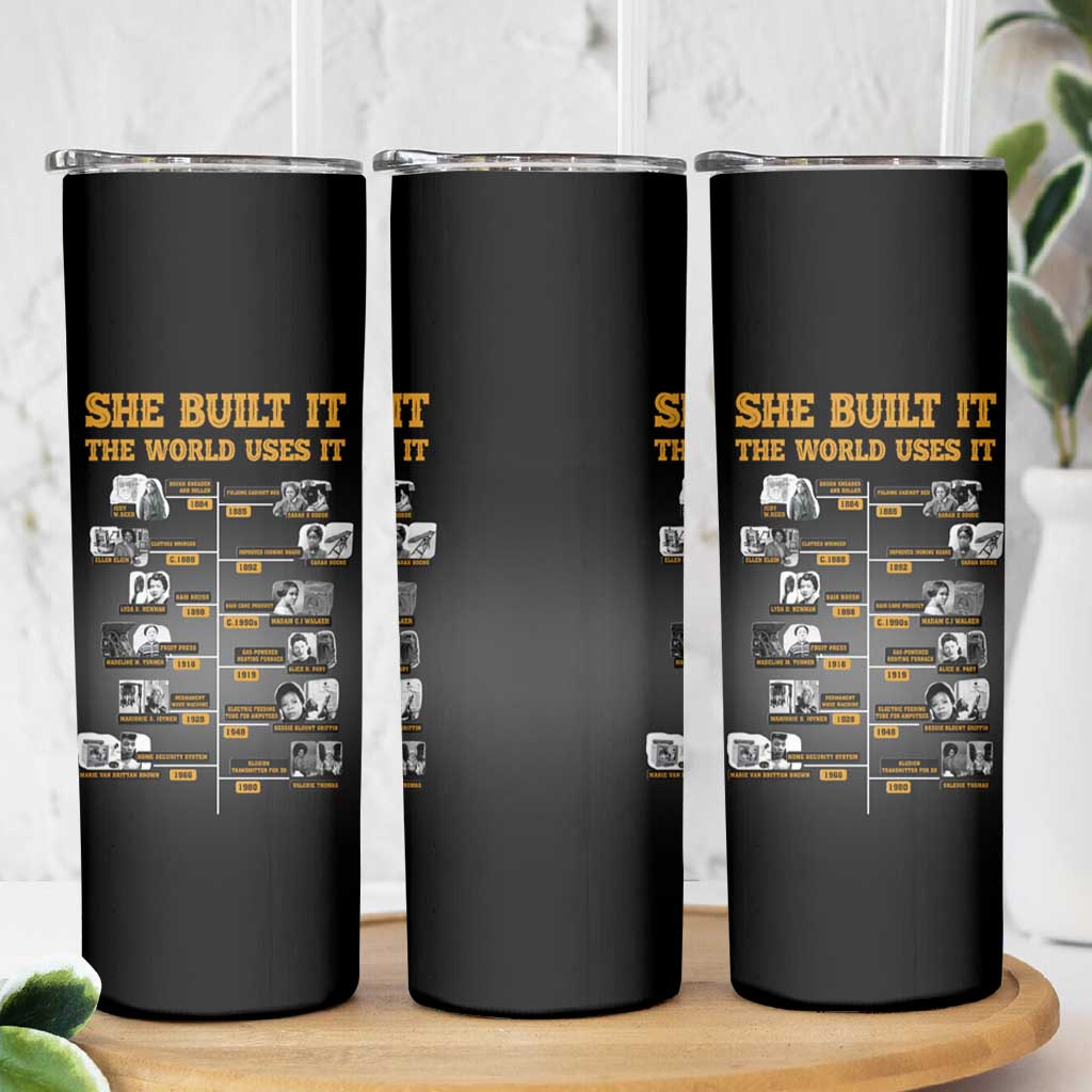 She Built It The World Uses It Skinny Tumbler African Influential Women Innovators Timeline - Wonder Print Shop