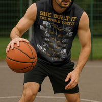 She Built It The World Uses It Sleeveless Hoodie African Influential Women Innovators Timeline - Wonder Print Shop