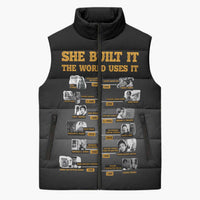 She Built It The World Uses It Sleeveless Puffer Jacket African Influential Women Innovators Timeline - Wonder Print Shop