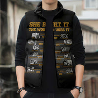 She Built It The World Uses It Sleeveless Puffer Jacket African Influential Women Innovators Timeline - Wonder Print Shop